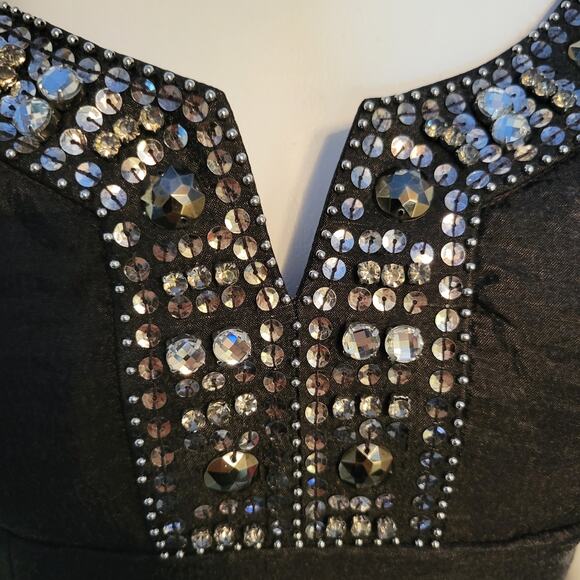 Laundry by Shelli Segal Beaded Black Sheath Short Party Dress Sleeveless Size 0 - Picture 4 of 10